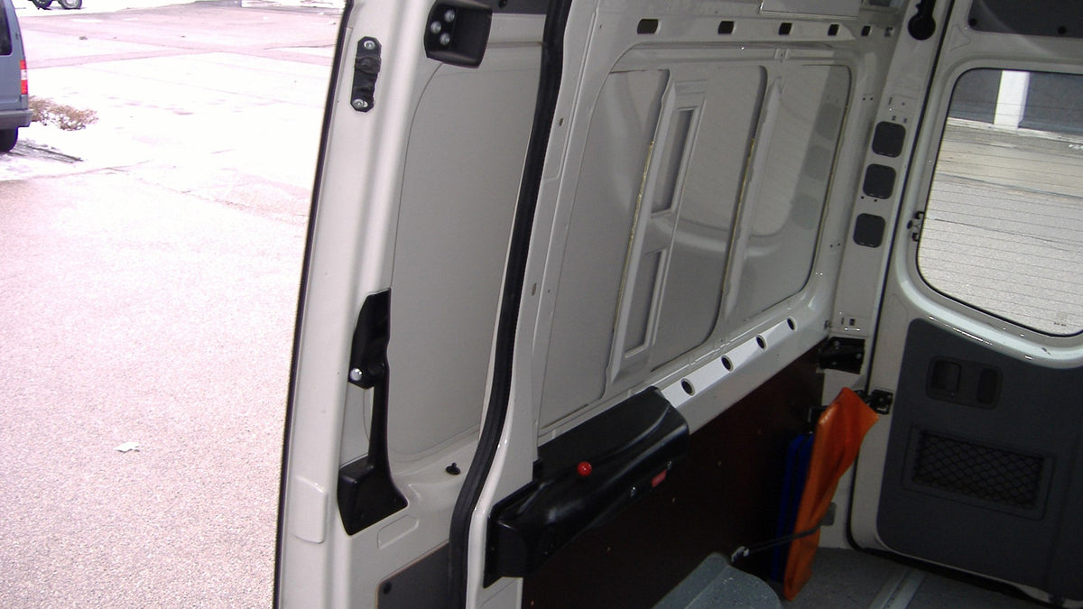 AutoCool Power Sliding Door Kit — motorized drive unit and chain track installed on a full-size van